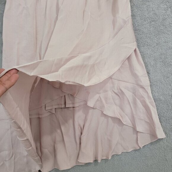 NWT Express Womens Pink Ruffle Hem Halter Neck Midi‎  Dress L High low - Picture 7 of 9